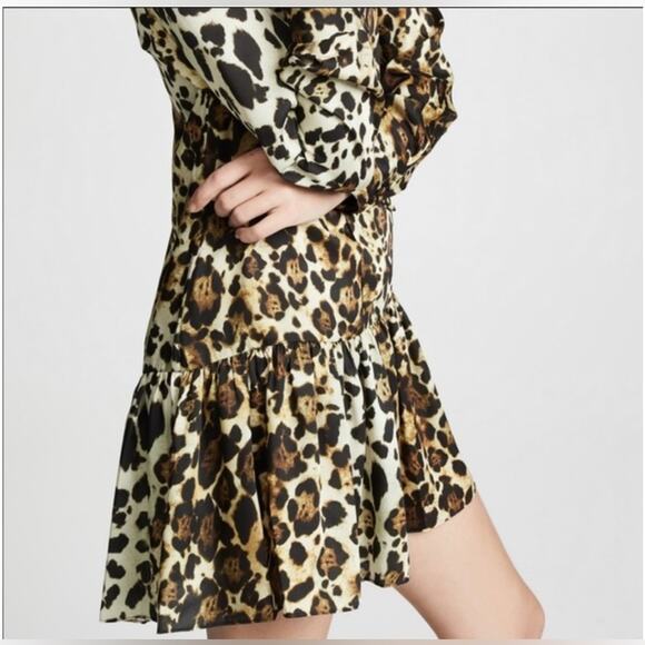 Alexis Lydia Dress sz M Medium 8 10 Long Sleeved Collared Mini Leopard Bow $433 - Picture 2 of 5